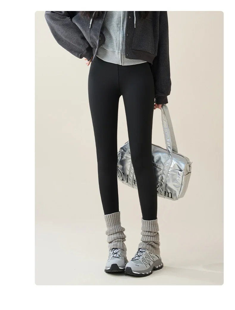 New Winter Thermal Fleece Lined Leggings Women's Outdoor Wear Thickened Plush Trousers Cold Weather Warm Pants Woman Clothing