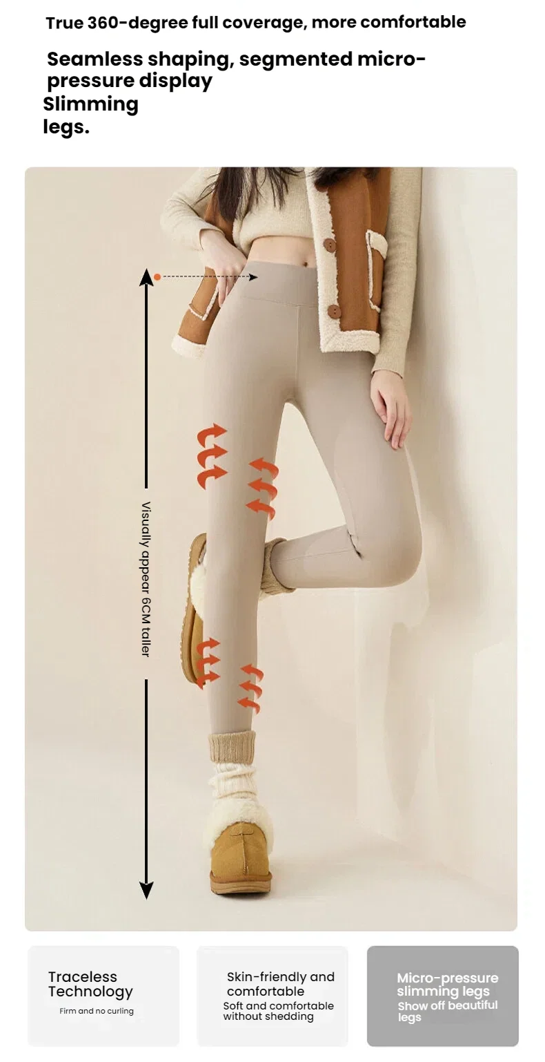 New Winter Thermal Fleece Lined Leggings Women's Outdoor Wear Thickened Plush Trousers Cold Weather Warm Pants Woman Clothing
