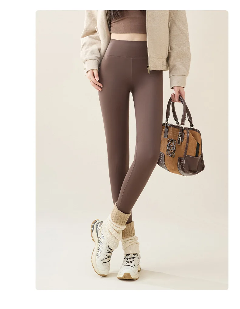 New Winter Thermal Fleece Lined Leggings Women's Outdoor Wear Thickened Plush Trousers Cold Weather Warm Pants Woman Clothing