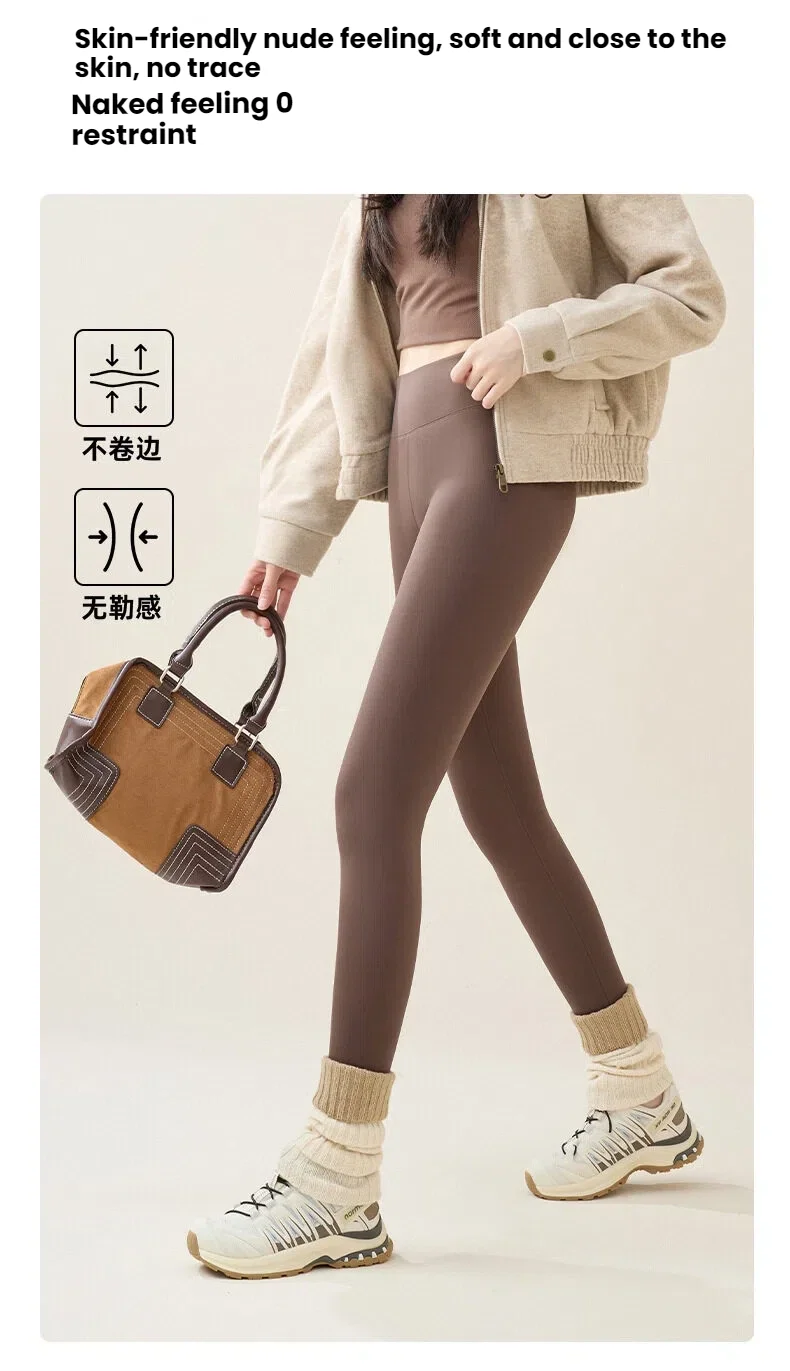 New Winter Thermal Fleece Lined Leggings Women's Outdoor Wear Thickened Plush Trousers Cold Weather Warm Pants Woman Clothing