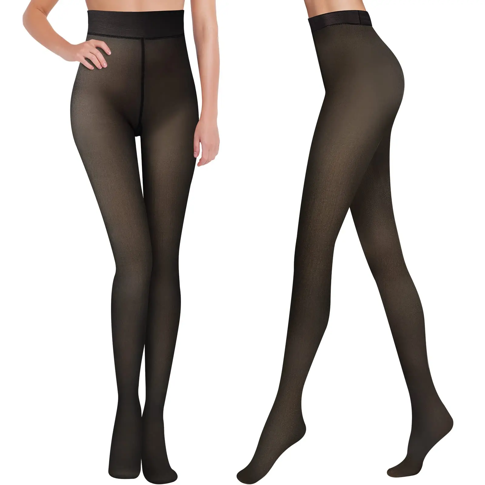 Women Fleece Leggings Sexy Translucent Slim Pantyhose Elasticity Winter Warm Legging Thermal Tights Female Woman Pants Streetwea