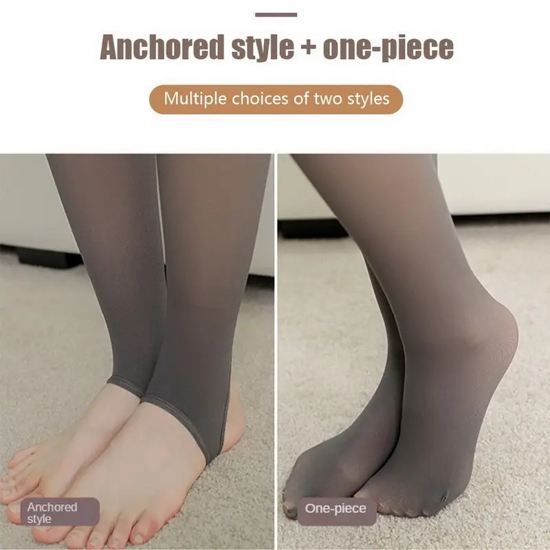 Women Fleece Leggings Sexy Translucent Slim Pantyhose Elasticity Winter Warm Legging Thermal Tights Female Woman Pants Streetwea