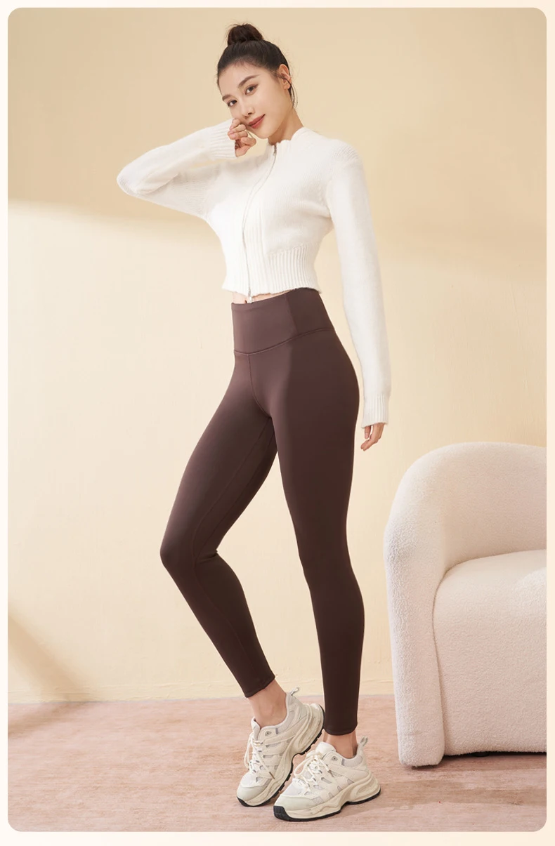 2025 New Autumn Winter Green Fleece Warm Leggings Women High Waisted Elastic Velvet Thick Sports Fitness Yoga Leggings