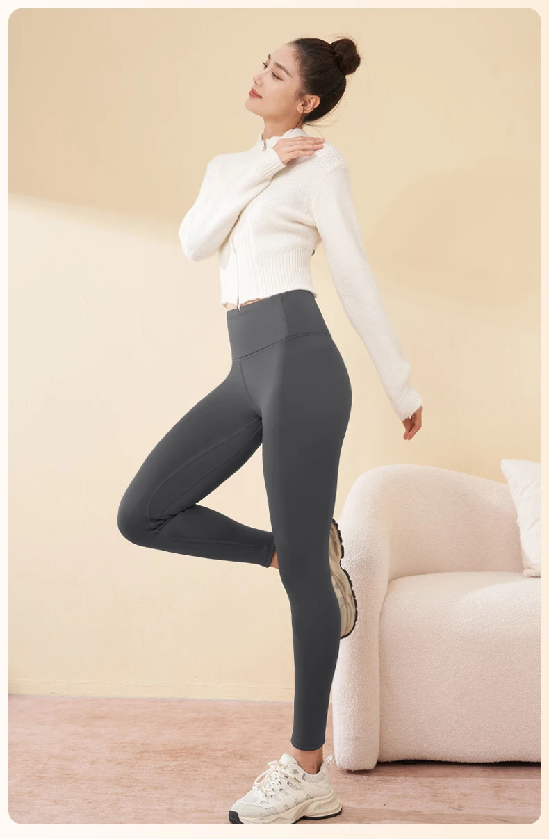 2025 New Autumn Winter Green Fleece Warm Leggings Women High Waisted Elastic Velvet Thick Sports Fitness Yoga Leggings