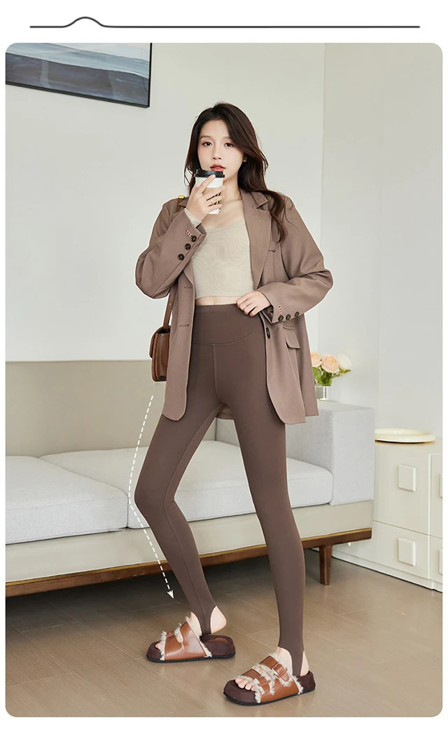 BIVIGAOS Spring Autumn Brushed Foot Tights Sharkskin Leggings Women's High Waist Elastic Tight-Fit Sexy Sports Yoga Leggings