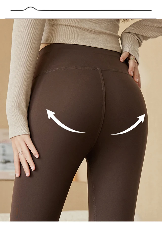 BIVIGAOS Spring Autumn Brushed Foot Tights Sharkskin Leggings Women's High Waist Elastic Tight-Fit Sexy Sports Yoga Leggings