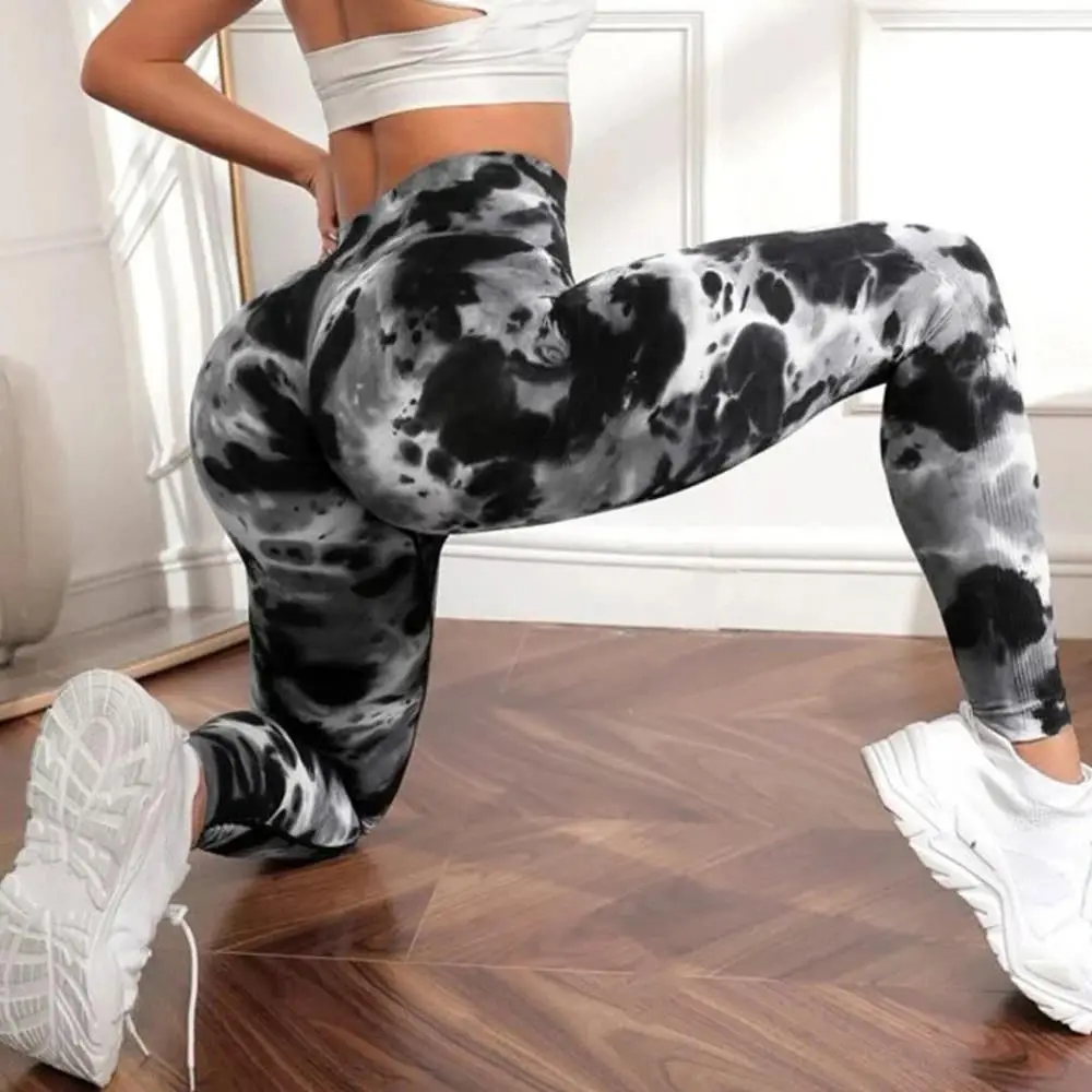 New 3D Print Tie Dye Sports Pants Women Seamless Leggings High Waist Fitness Push Up Leggings Gym Clothing Workout Tights