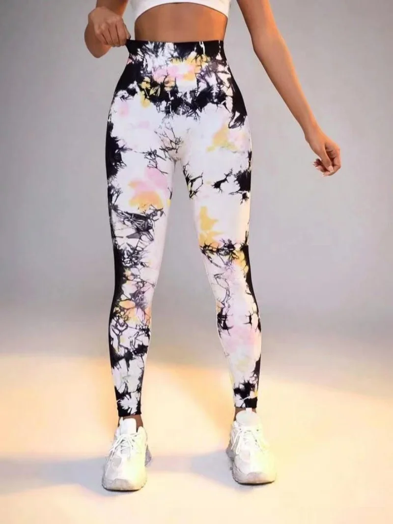 New 3D Print Tie Dye Sports Pants Women Seamless Leggings High Waist Fitness Push Up Leggings Gym Clothing Workout Tights