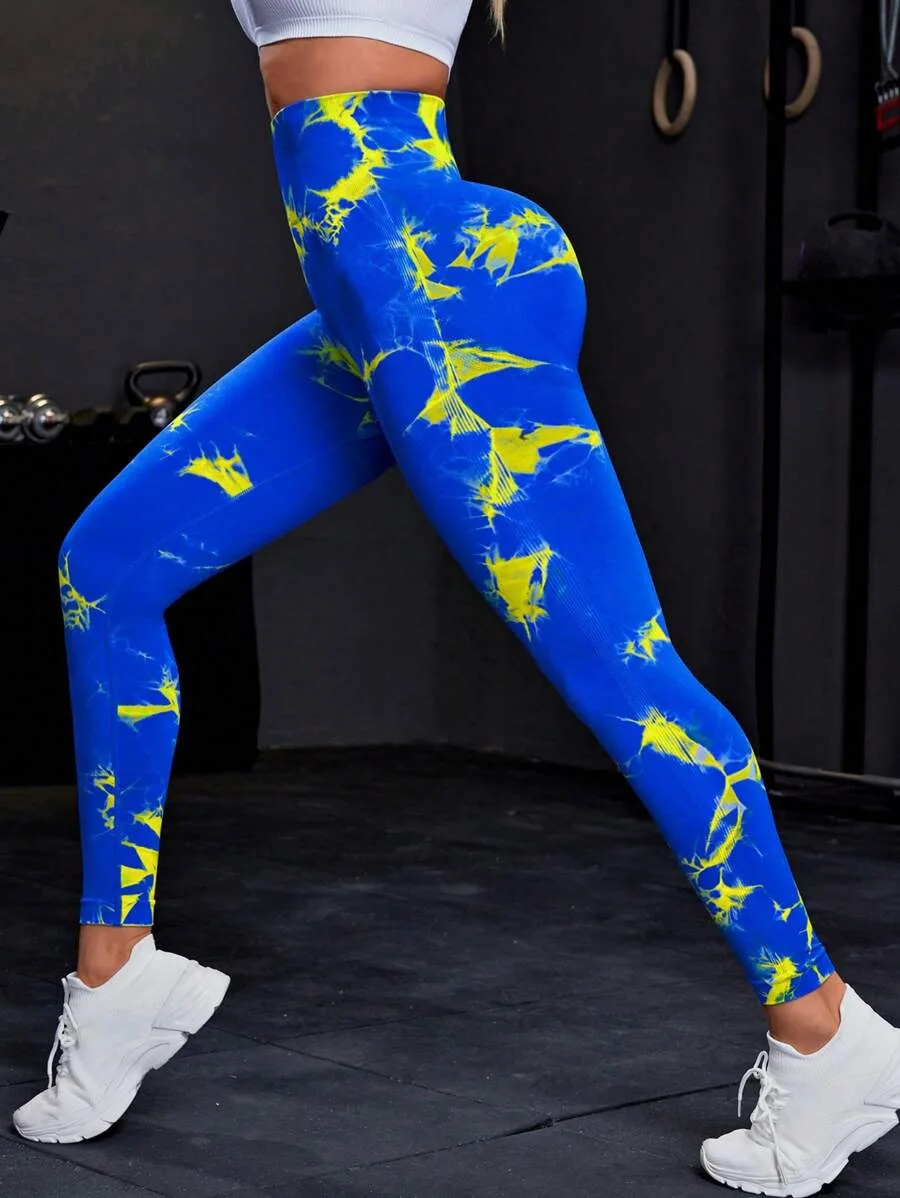 New 3D Print Tie Dye Sports Pants Women Seamless Leggings High Waist Fitness Push Up Leggings Gym Clothing Workout Tights
