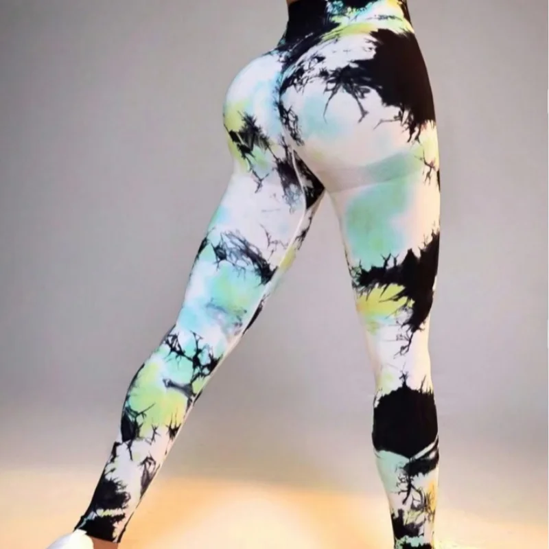 New 3D Print Tie Dye Sports Pants Women Seamless Leggings High Waist Fitness Push Up Leggings Gym Clothing Workout Tights