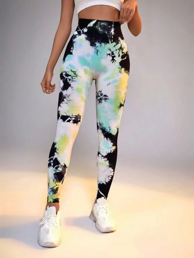 New 3D Print Tie Dye Sports Pants Women Seamless Leggings High Waist Fitness Push Up Leggings Gym Clothing Workout Tights