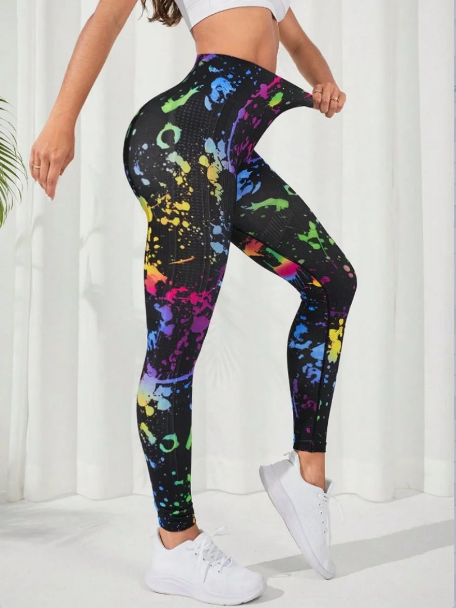New 3D Print Tie Dye Sports Pants Women Seamless Leggings High Waist Fitness Push Up Leggings Gym Clothing Workout Tights