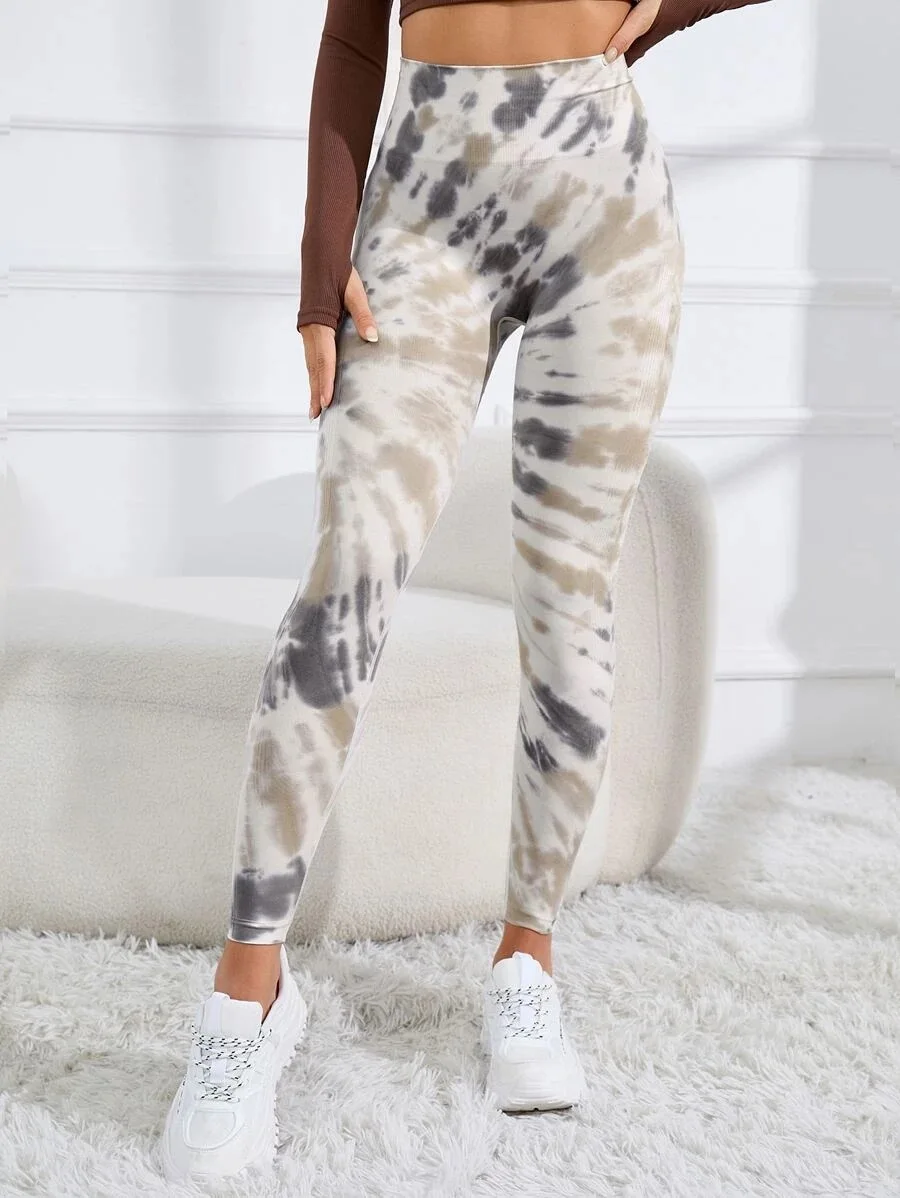 New 3D Print Tie Dye Sports Pants Women Seamless Leggings High Waist Fitness Push Up Leggings Gym Clothing Workout Tights
