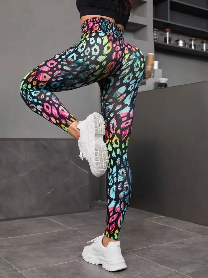 New 3D Print Tie Dye Sports Pants Women Seamless Leggings High Waist Fitness Push Up Leggings Gym Clothing Workout Tights