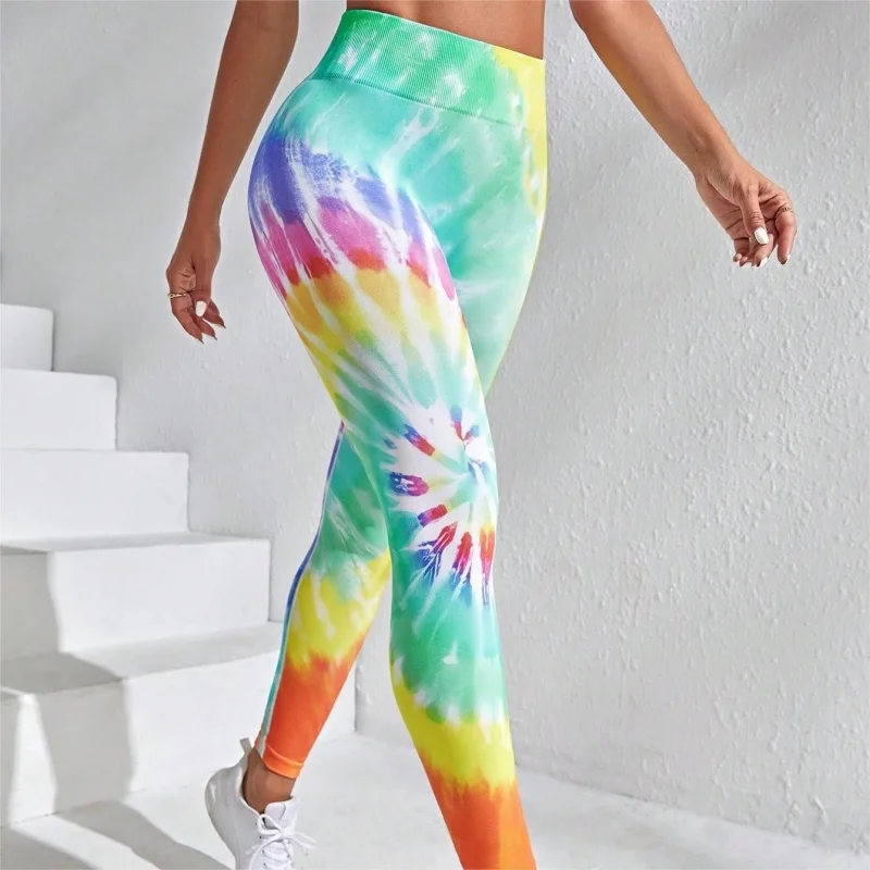 New 3D Print Tie Dye Sports Pants Women Seamless Leggings High Waist Fitness Push Up Leggings Gym Clothing Workout Tights
