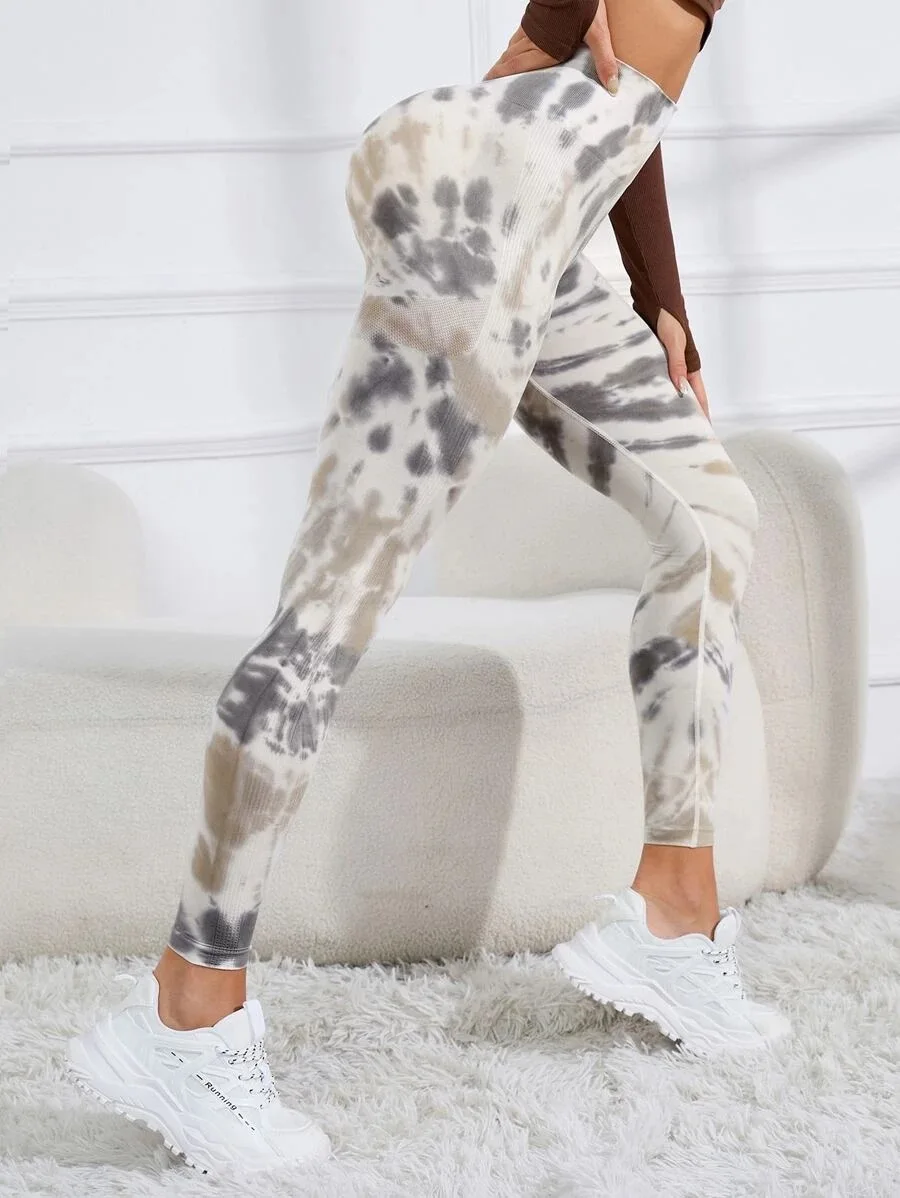 New 3D Print Tie Dye Sports Pants Women Seamless Leggings High Waist Fitness Push Up Leggings Gym Clothing Workout Tights