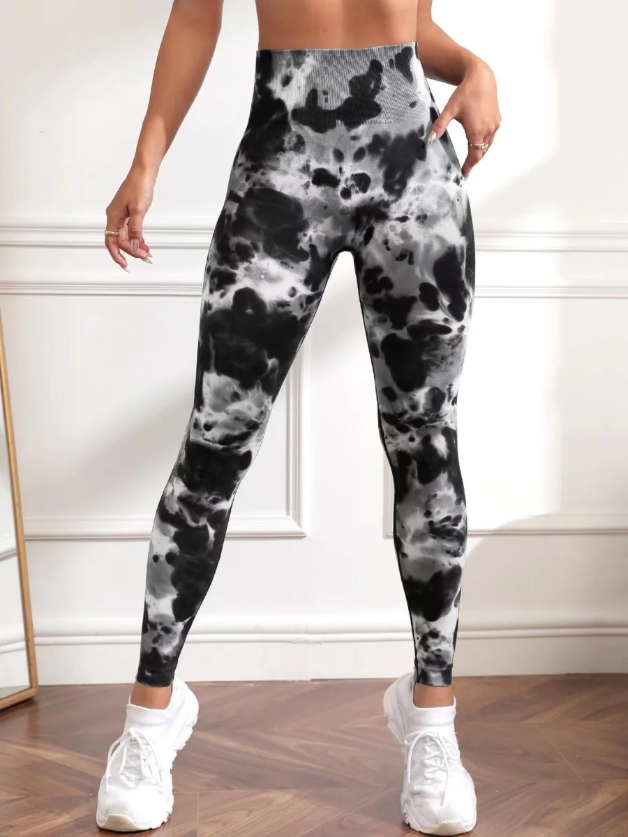 New 3D Print Tie Dye Sports Pants Women Seamless Leggings High Waist Fitness Push Up Leggings Gym Clothing Workout Tights