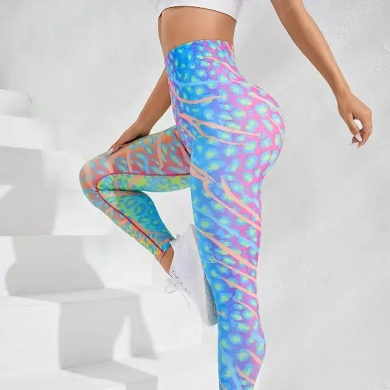New 3D Print Tie Dye Sports Pants Women Seamless Leggings High Waist Fitness Push Up Leggings Gym Clothing Workout Tights