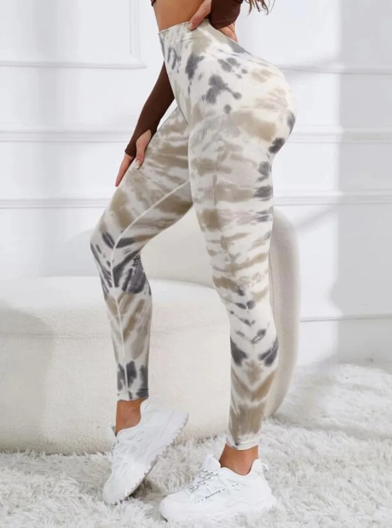 New 3D Print Tie Dye Sports Pants Women Seamless Leggings High Waist Fitness Push Up Leggings Gym Clothing Workout Tights