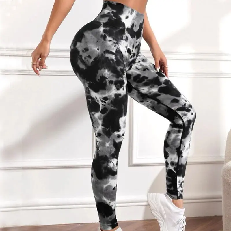 New 3D Print Tie Dye Sports Pants Women Seamless Leggings High Waist Fitness Push Up Leggings Gym Clothing Workout Tights