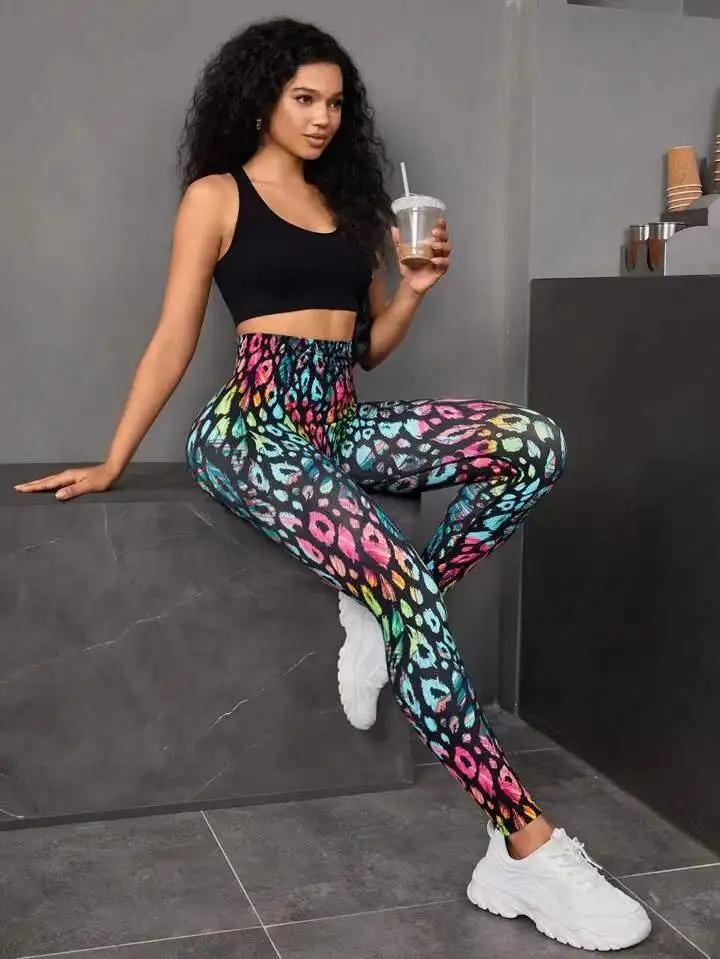New 3D Print Tie Dye Sports Pants Women Seamless Leggings High Waist Fitness Push Up Leggings Gym Clothing Workout Tights