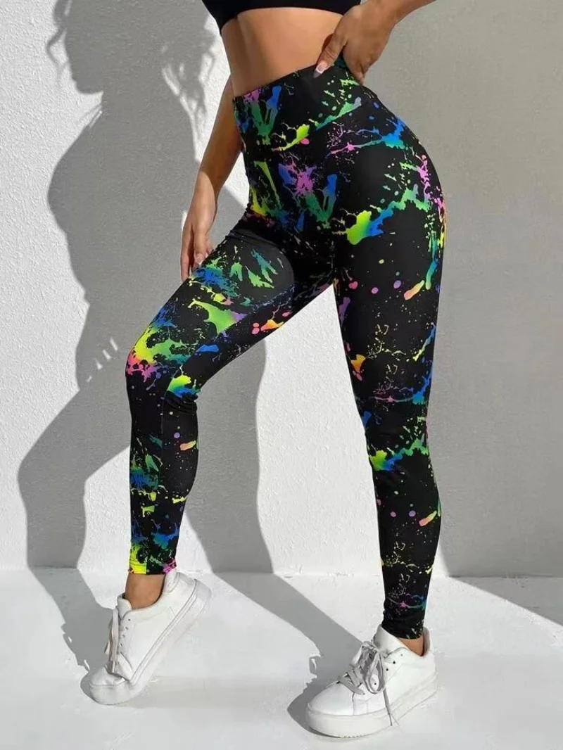 New 3D Print Tie Dye Sports Pants Women Seamless Leggings High Waist Fitness Push Up Leggings Gym Clothing Workout Tights