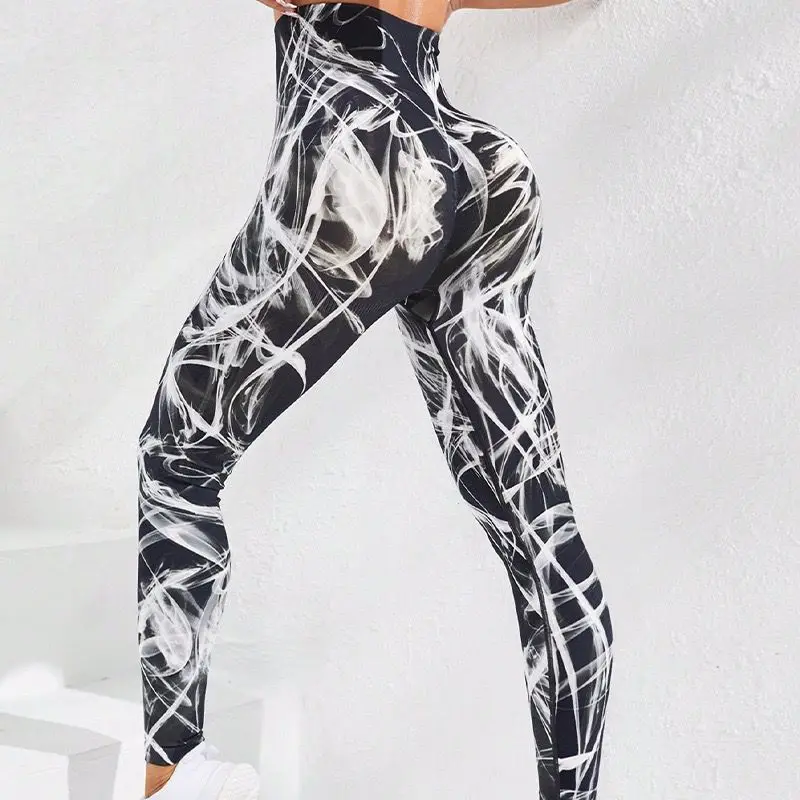 New 3D Print Tie Dye Sports Pants Women Seamless Leggings High Waist Fitness Push Up Leggings Gym Clothing Workout Tights