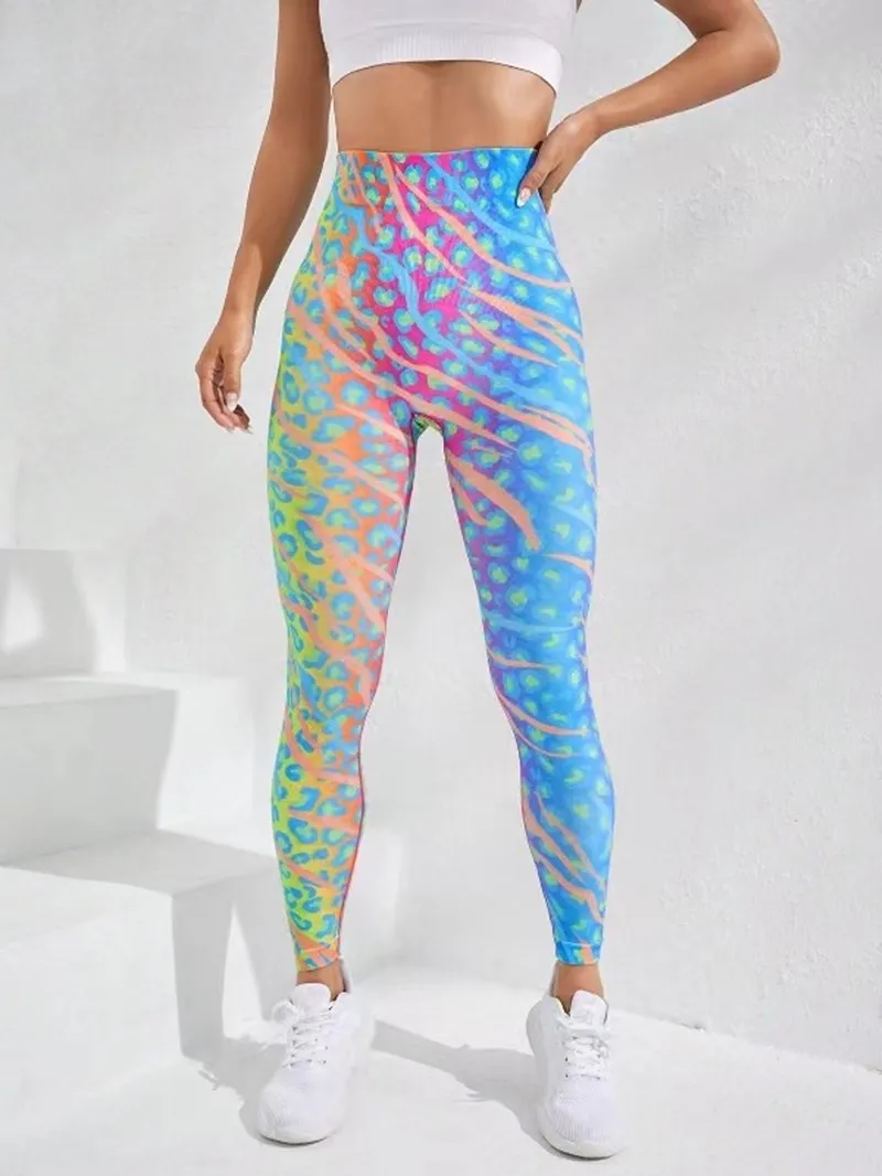 New 3D Print Tie Dye Sports Pants Women Seamless Leggings High Waist Fitness Push Up Leggings Gym Clothing Workout Tights