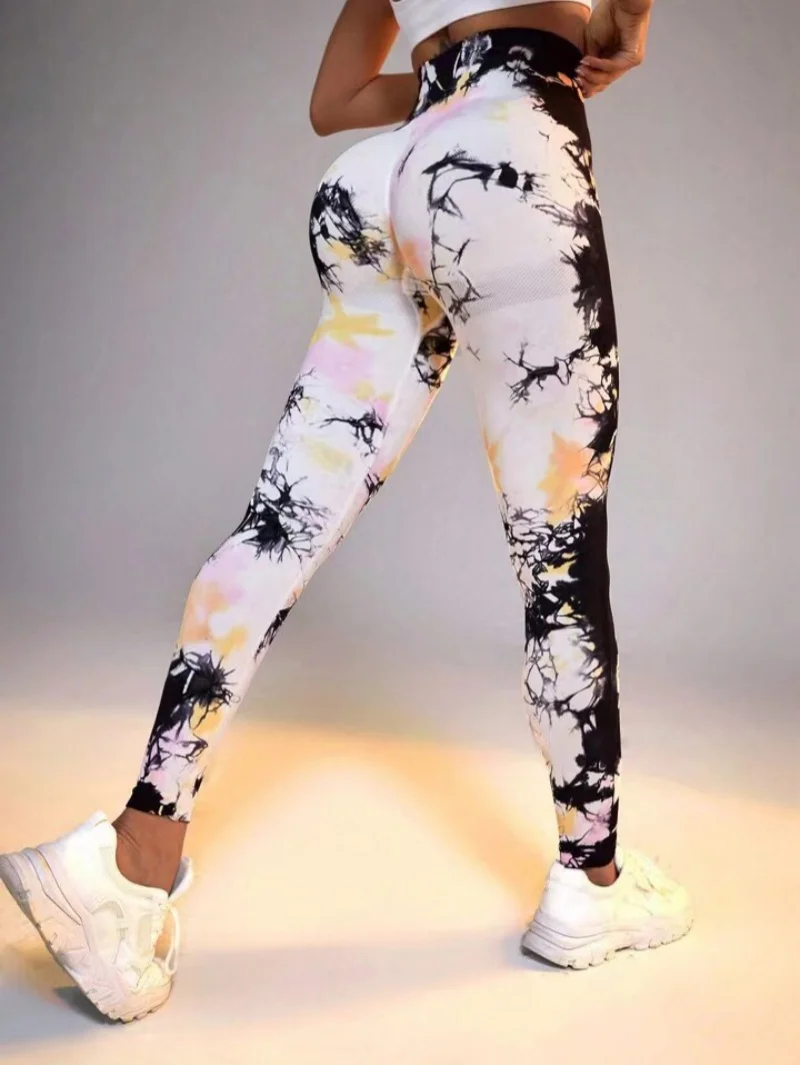 New 3D Print Tie Dye Sports Pants Women Seamless Leggings High Waist Fitness Push Up Leggings Gym Clothing Workout Tights