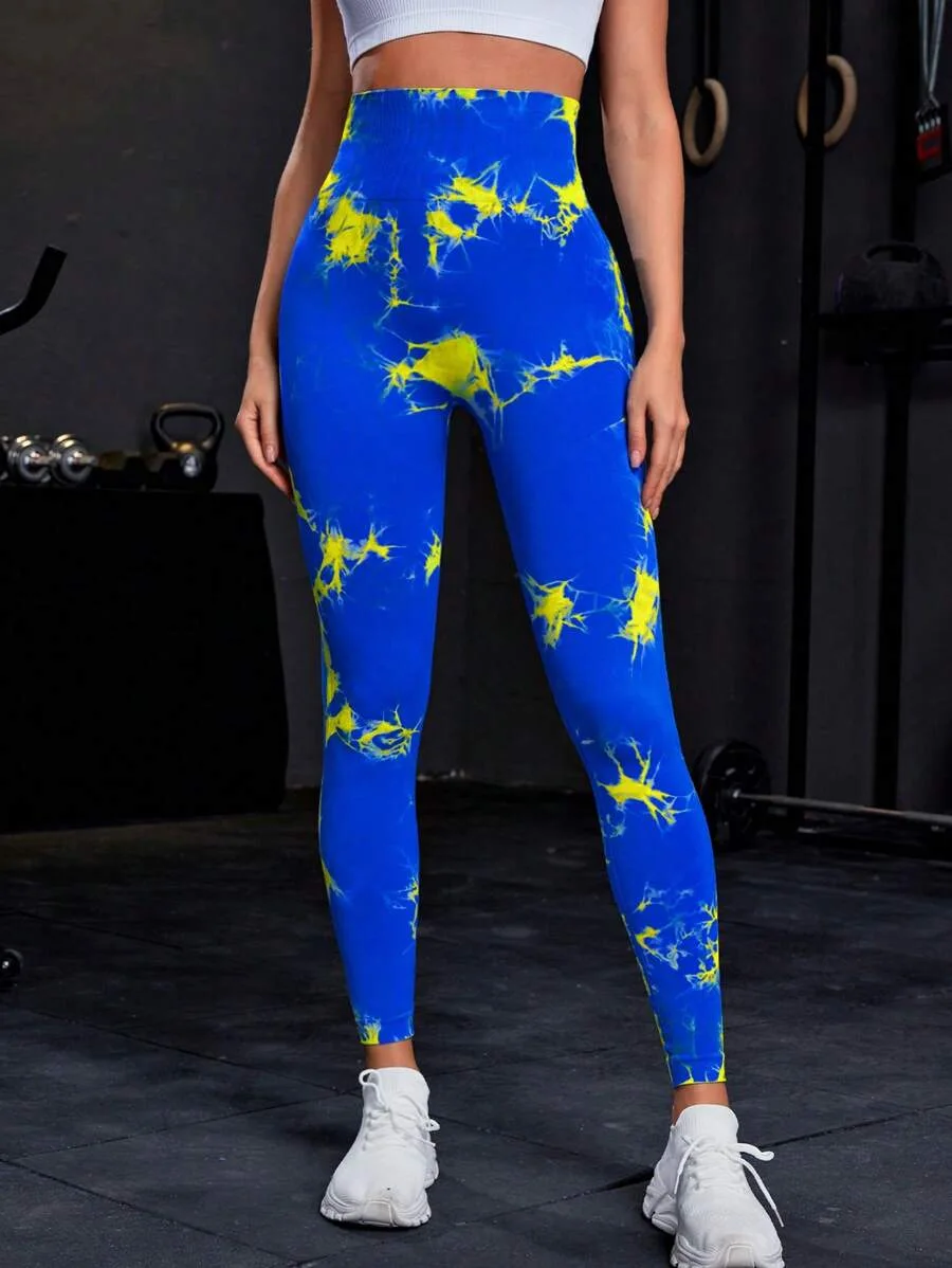 New 3D Print Tie Dye Sports Pants Women Seamless Leggings High Waist Fitness Push Up Leggings Gym Clothing Workout Tights