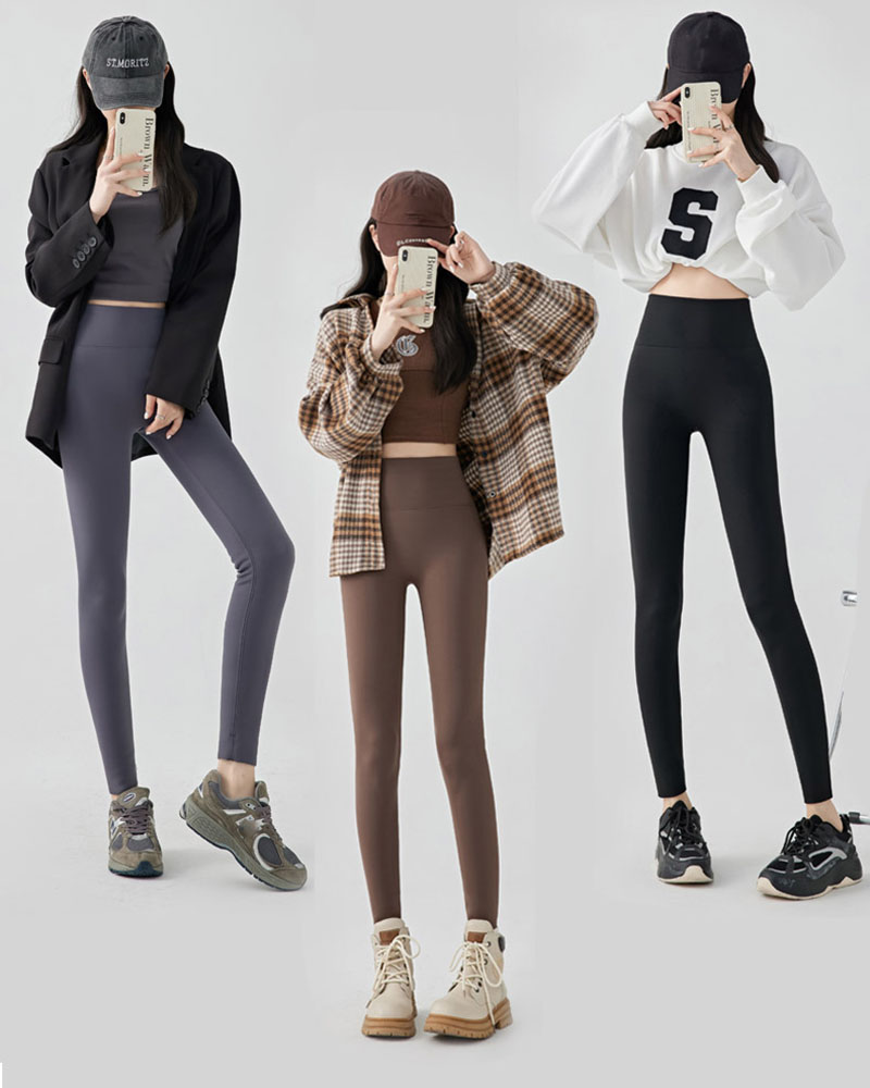 Women's Plus Velvet Thicken Leggings Autumn Winter Elastic Tight Warm Shark Pants Woman Korean High Waist Slimming Yoga Leggings