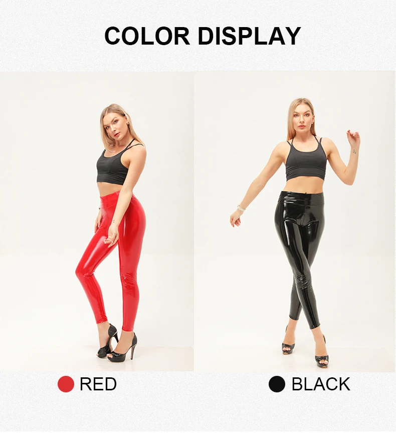 BIVIGAOS New Women Mirror Leather Leggings Reflective Shiny Stretch Tighten PU Leather Pants High Waist Slim Sexy Leggings