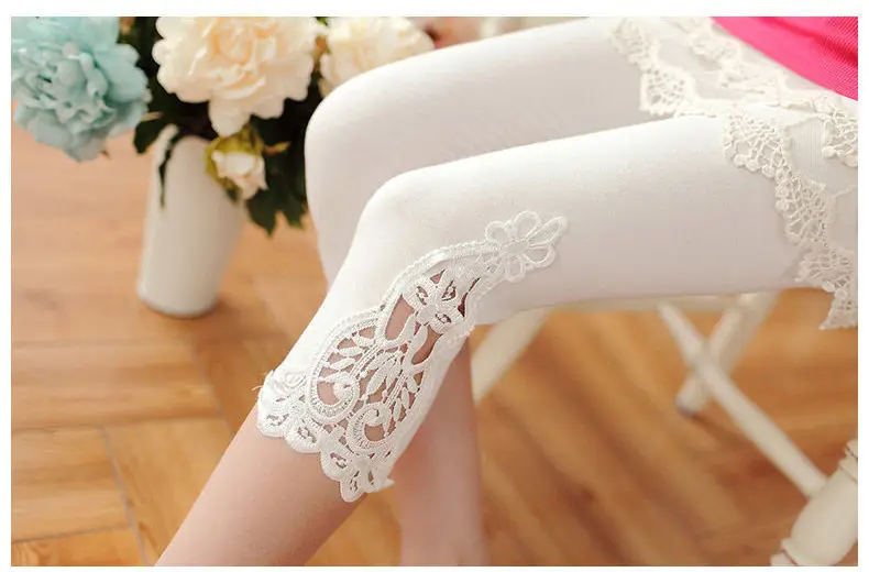 Women Summer Hollow Lace Stretch Leggings Sports Fitness Skinny Pants Crop 3/4 Length Leggings Capris Cropped Modal Pant