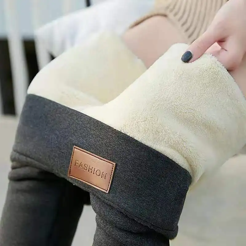 Women Lamb Fleece Leggings Seamless High Waist Thermal Winter Warm Tights Solid Stretchy Casual Pants Female Streetwear Jogger