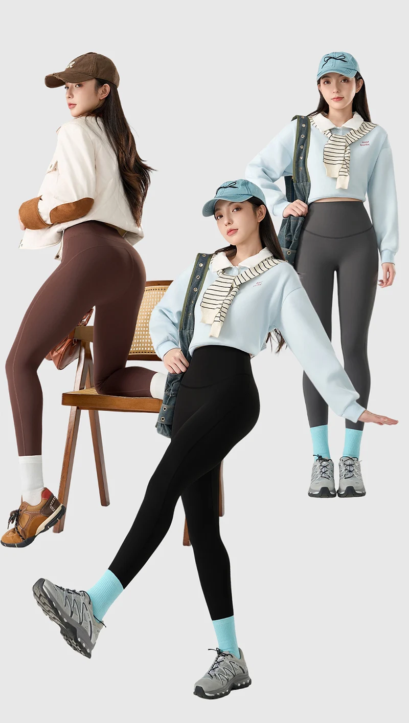 BIVIGAOS Autumn Winter 3D Butt Sharkskin Warm Yoga Leggings Women's Stretch Slim Brushed Light Fleece Fitness Sport Leggings