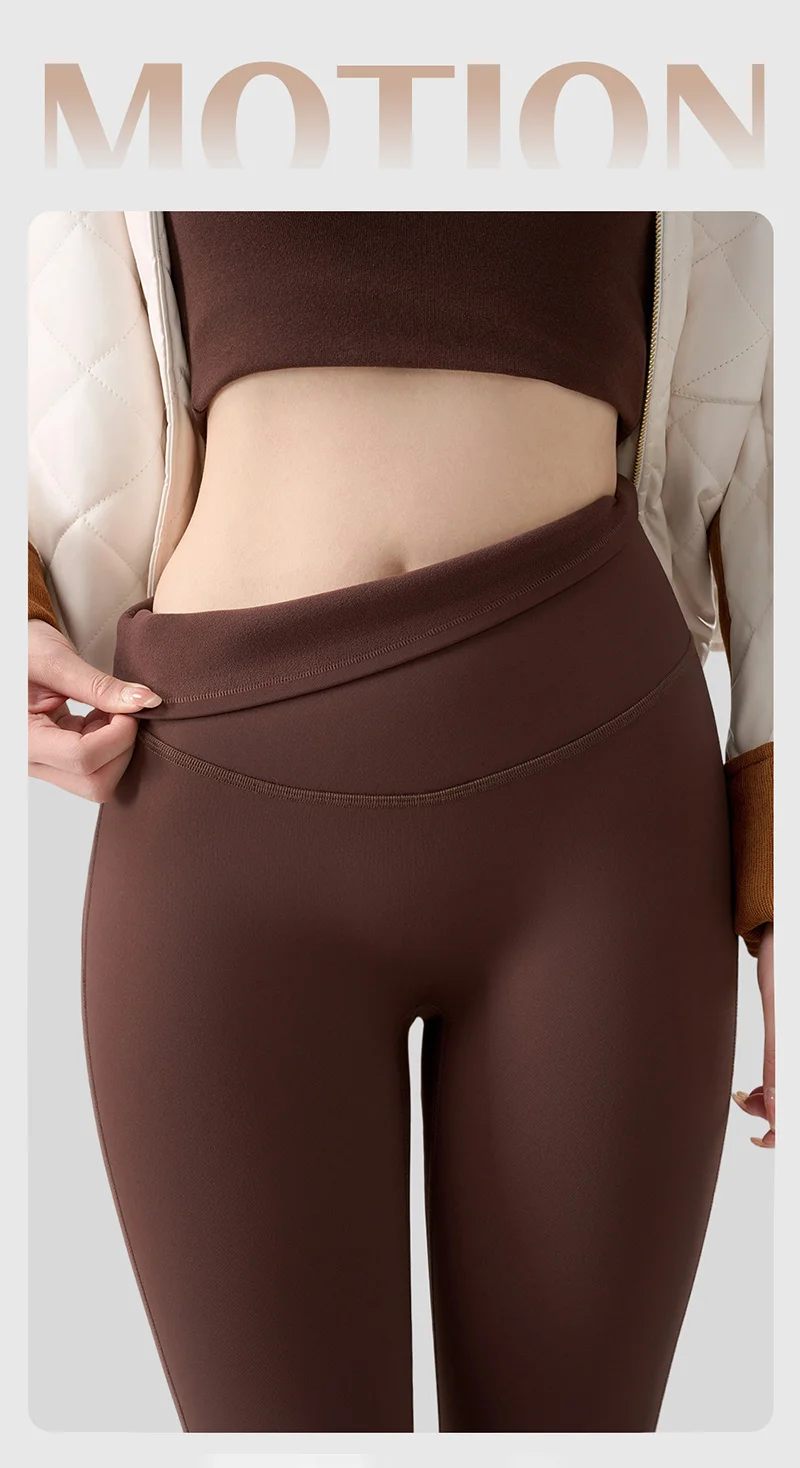 BIVIGAOS Autumn Winter 3D Butt Sharkskin Warm Yoga Leggings Women's Stretch Slim Brushed Light Fleece Fitness Sport Leggings