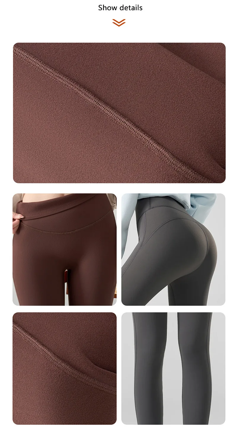 BIVIGAOS Autumn Winter 3D Butt Sharkskin Warm Yoga Leggings Women's Stretch Slim Brushed Light Fleece Fitness Sport Leggings