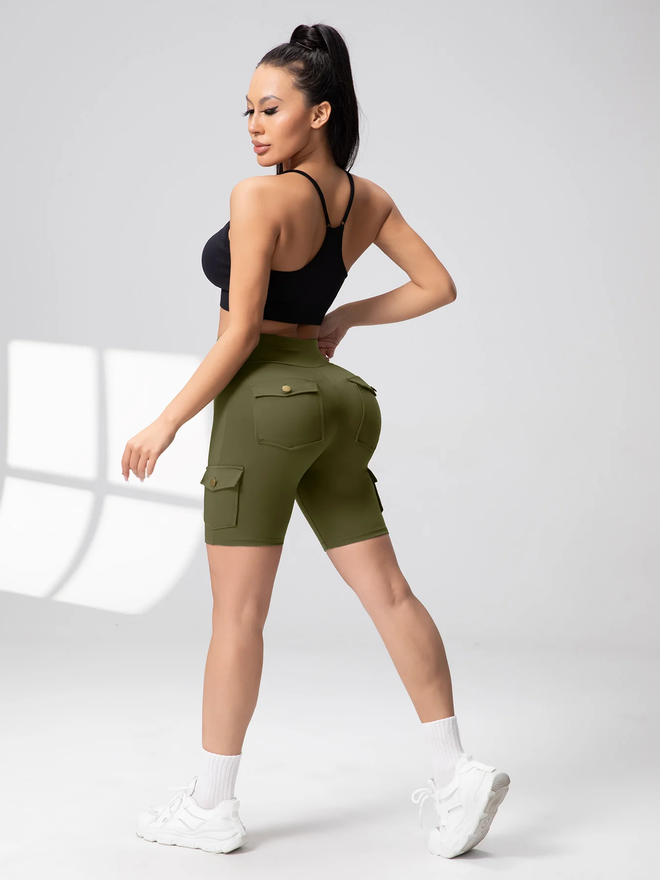 Pockets Gym Leggings Women High Waist Fashion Fitness Pants Skinny Stretch Outdoors Comfortable Sport Leggings