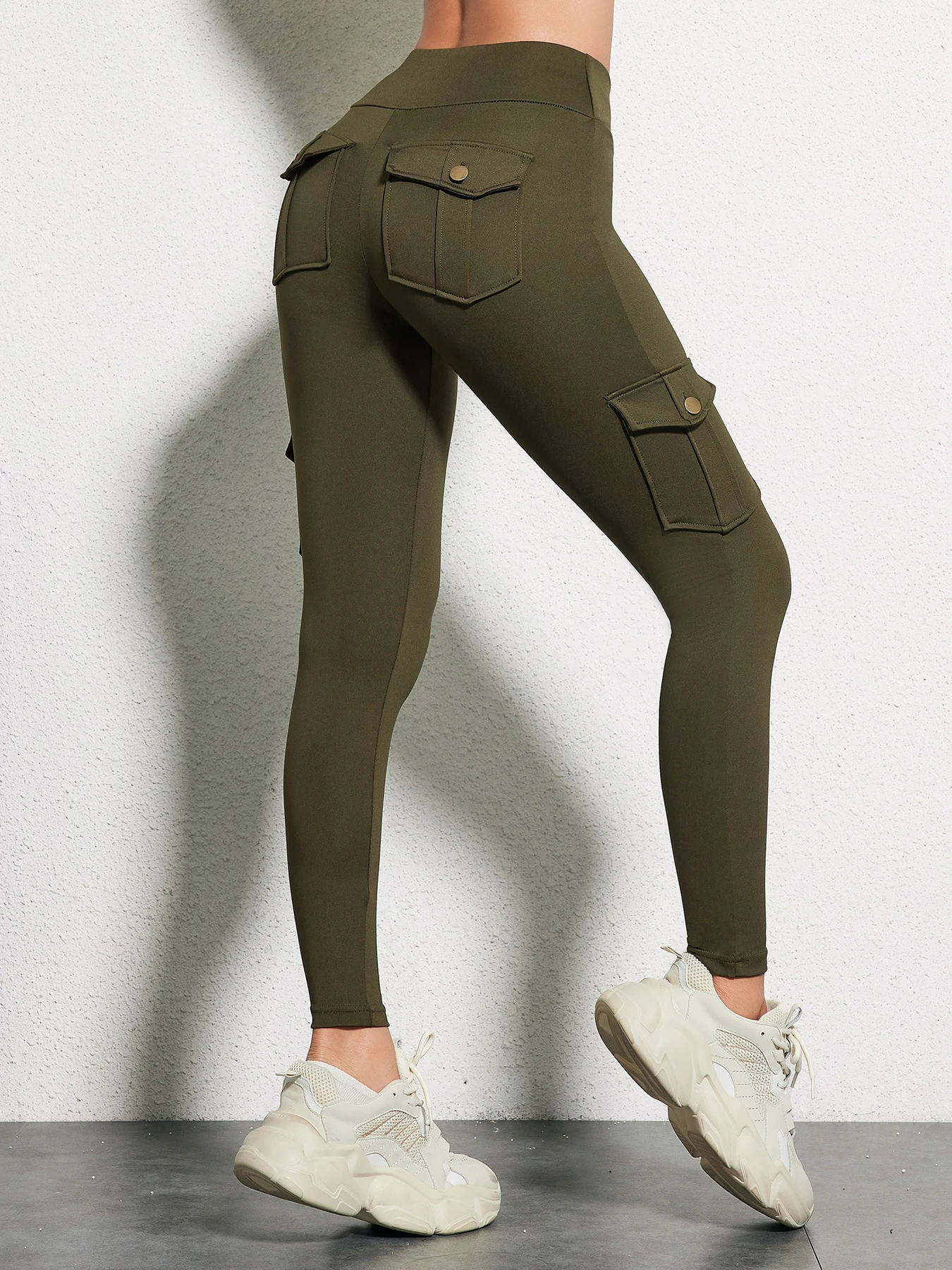 Pockets Gym Leggings Women High Waist Fashion Fitness Pants Skinny Stretch Outdoors Comfortable Sport Leggings