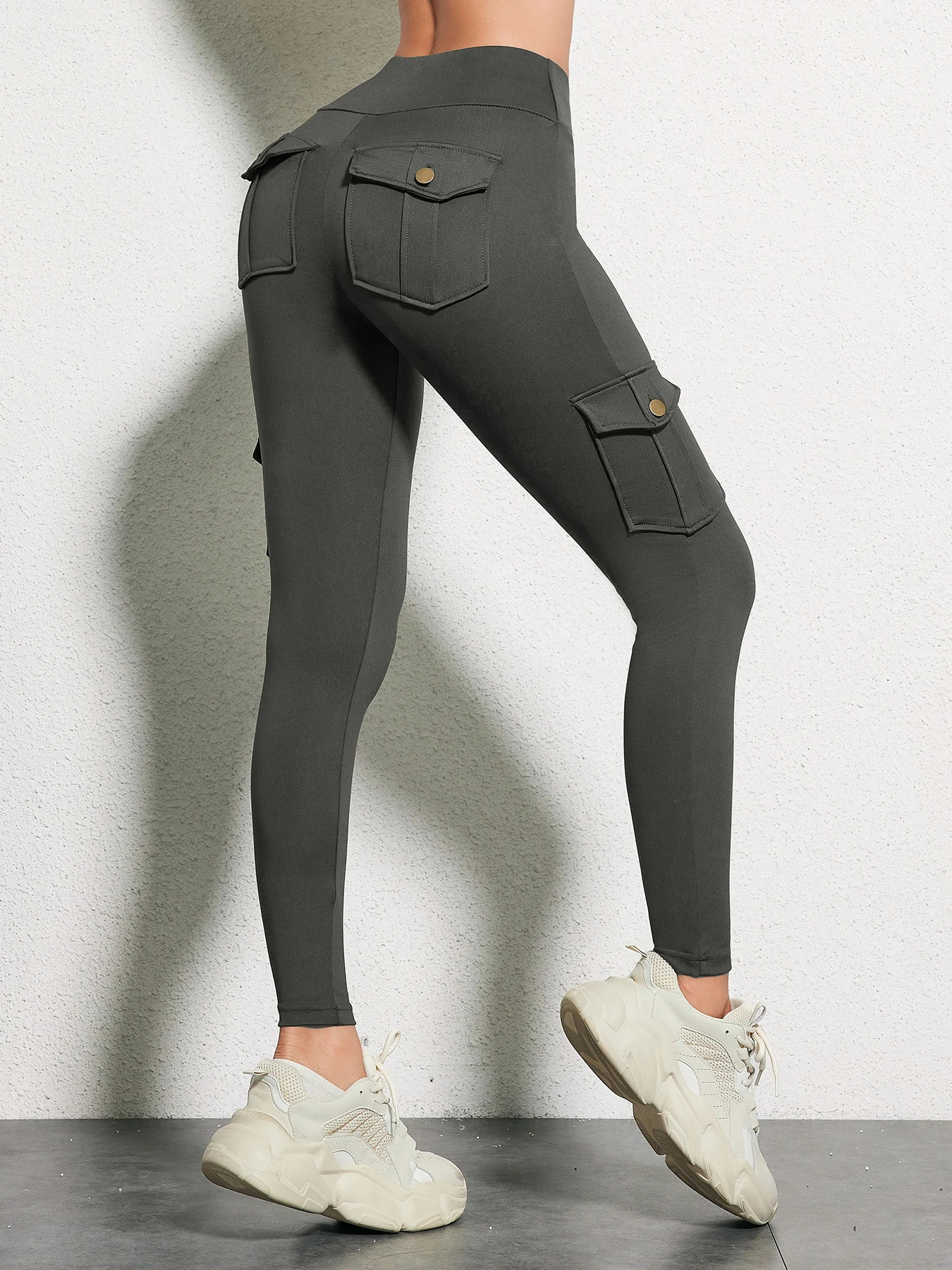 Pockets Gym Leggings Women High Waist Fashion Fitness Pants Skinny Stretch Outdoors Comfortable Sport Leggings