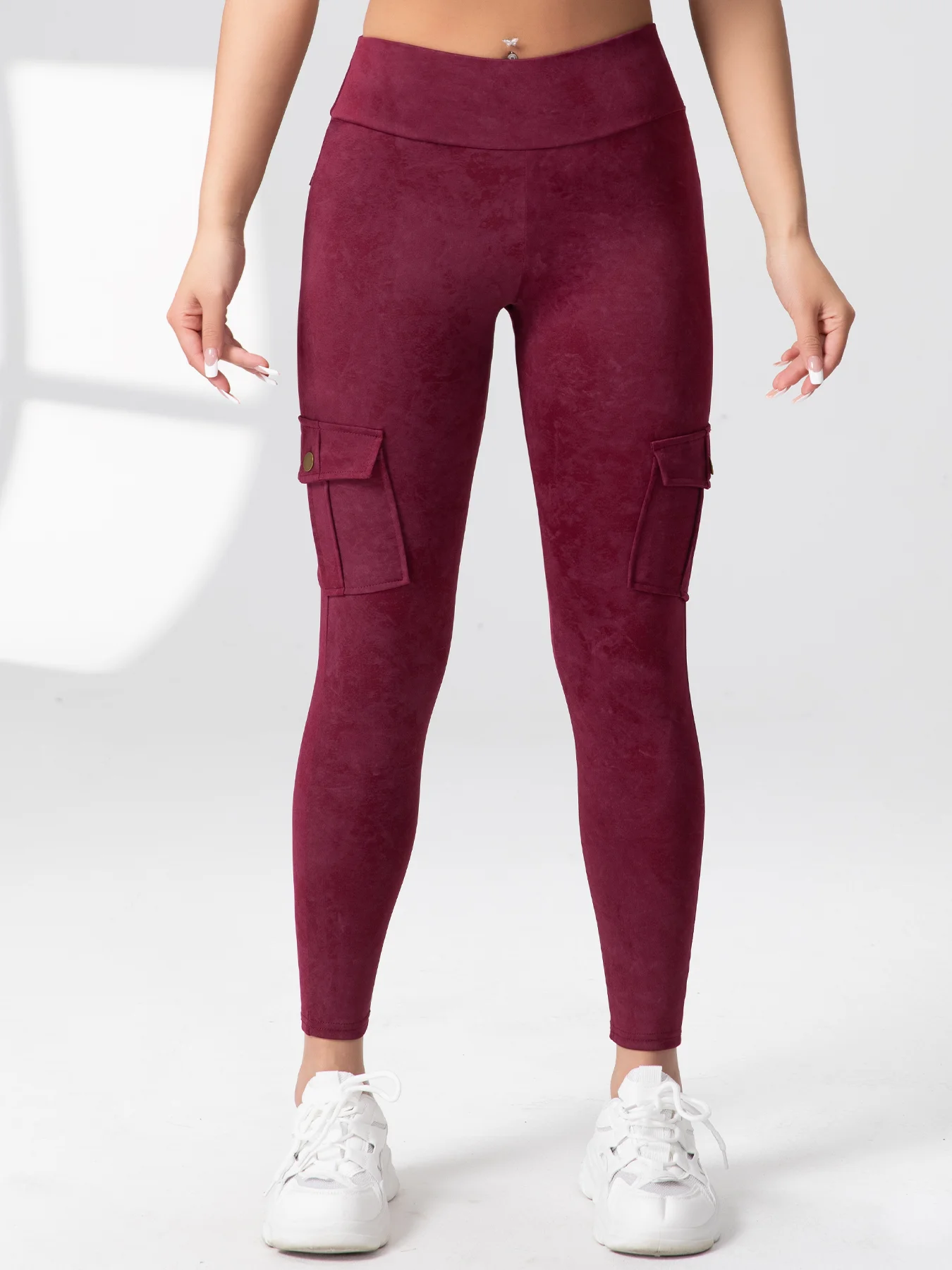 Pockets Gym Leggings Women High Waist Fashion Fitness Pants Skinny Stretch Outdoors Comfortable Sport Leggings