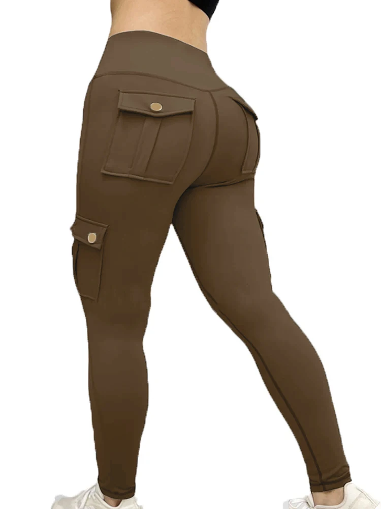 Pockets Gym Leggings Women High Waist Fashion Fitness Pants Skinny Stretch Outdoors Comfortable Sport Leggings