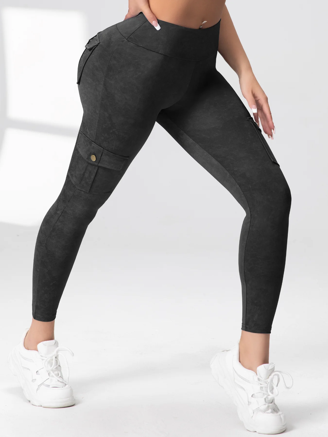 Pockets Gym Leggings Women High Waist Fashion Fitness Pants Skinny Stretch Outdoors Comfortable Sport Leggings