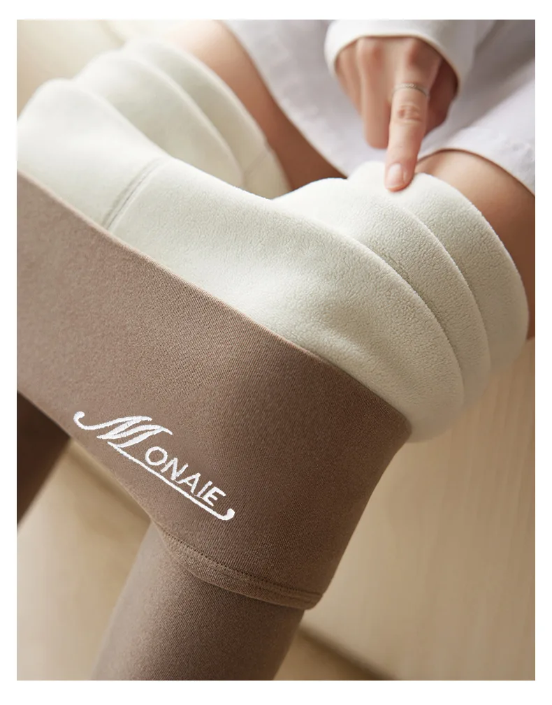 Winter Cashmere Leggings Women Solid Warm Leggings High Waist Slim Stretchy Pants Big Size Adding Velvet and Thickening Pants