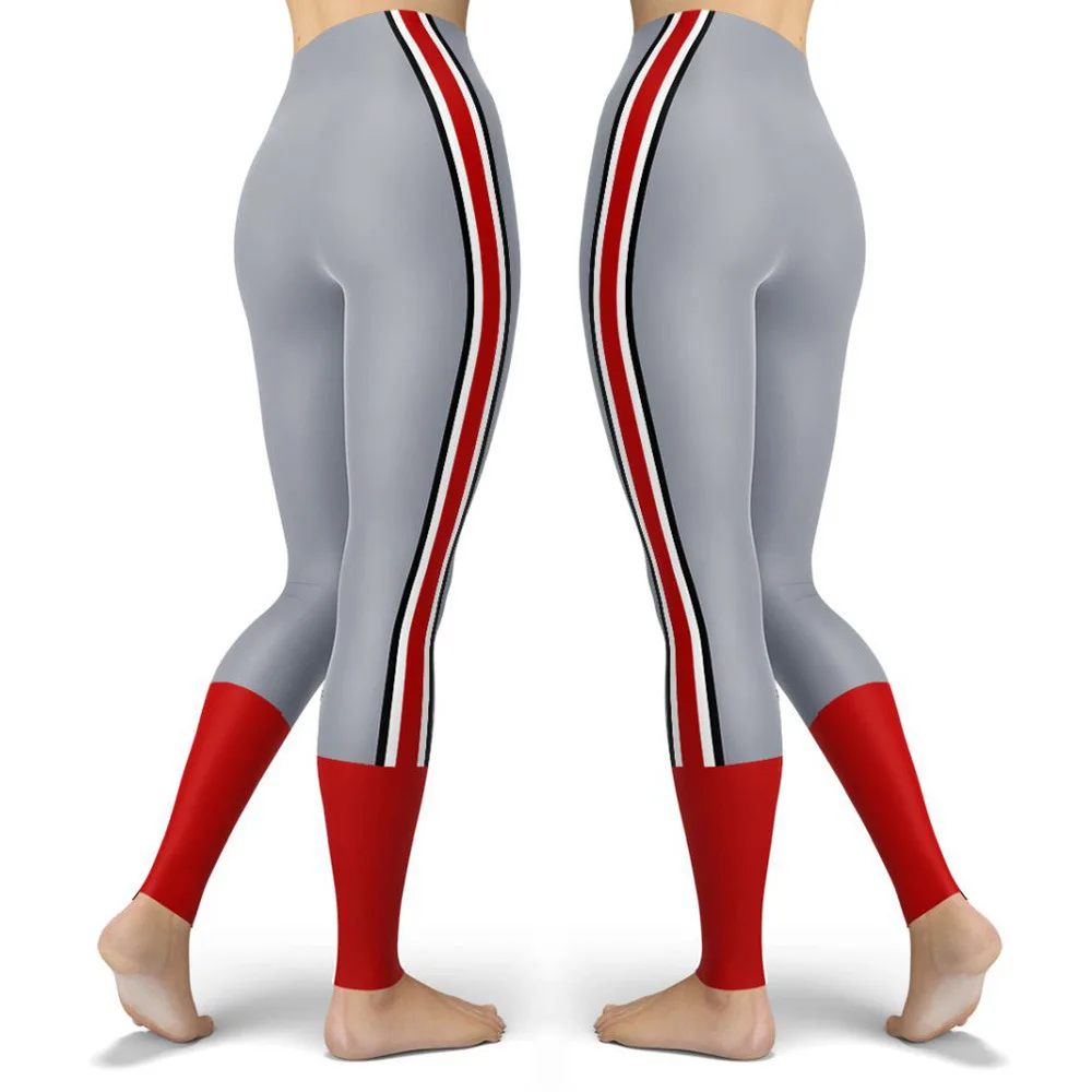 Women Striped Plus Size Leggins Hagh Waist Skinny Femme Gym Blue Leggins Shapewear Elastic Printed Workout Pants Outwear