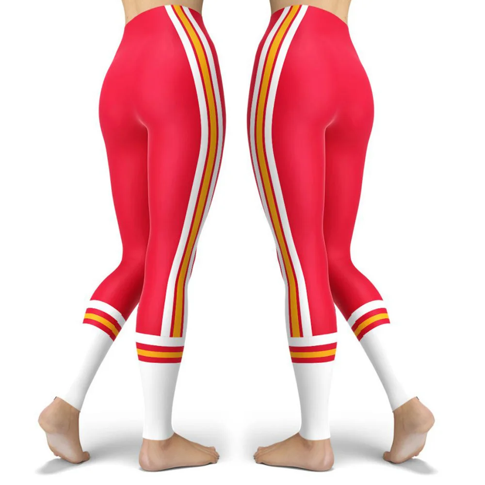 Women Striped Plus Size Leggins Hagh Waist Skinny Femme Gym Blue Leggins Shapewear Elastic Printed Workout Pants Outwear