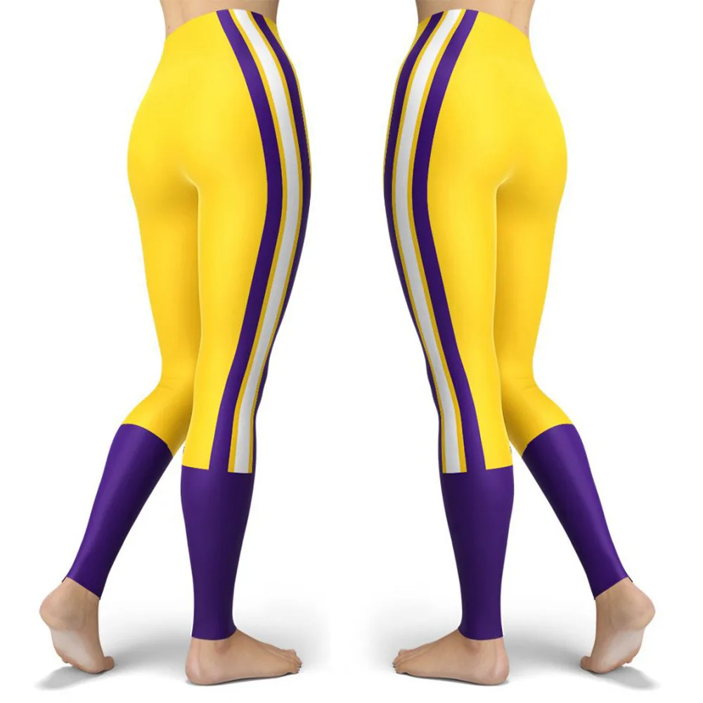 Women Striped Plus Size Leggins Hagh Waist Skinny Femme Gym Blue Leggins Shapewear Elastic Printed Workout Pants Outwear