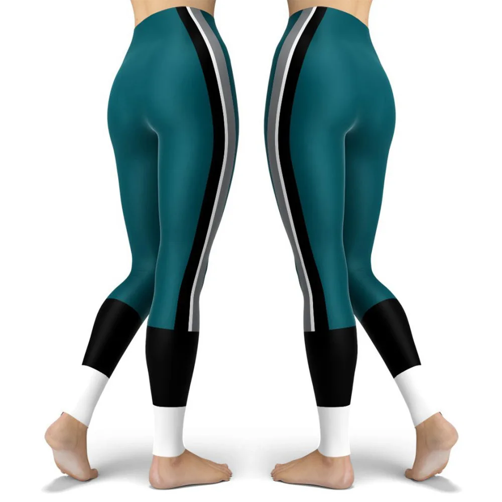 Women Striped Plus Size Leggins Hagh Waist Skinny Femme Gym Blue Leggins Shapewear Elastic Printed Workout Pants Outwear