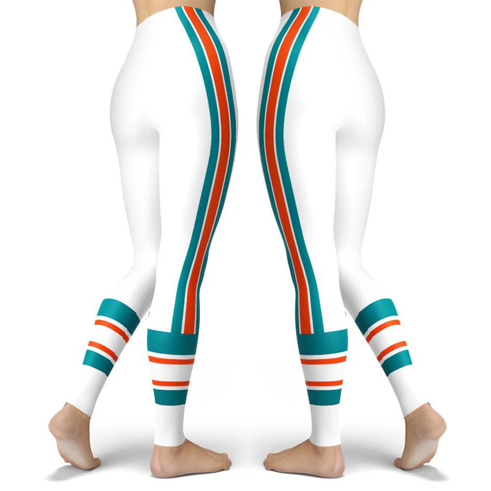 Women Striped Plus Size Leggins Hagh Waist Skinny Femme Gym Blue Leggins Shapewear Elastic Printed Workout Pants Outwear