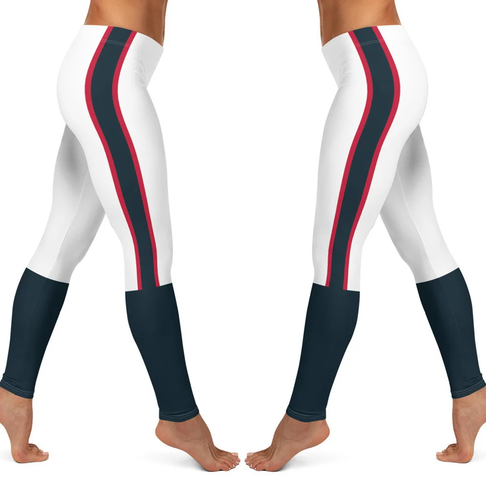 Women Striped Plus Size Leggins Hagh Waist Skinny Femme Gym Blue Leggins Shapewear Elastic Printed Workout Pants Outwear
